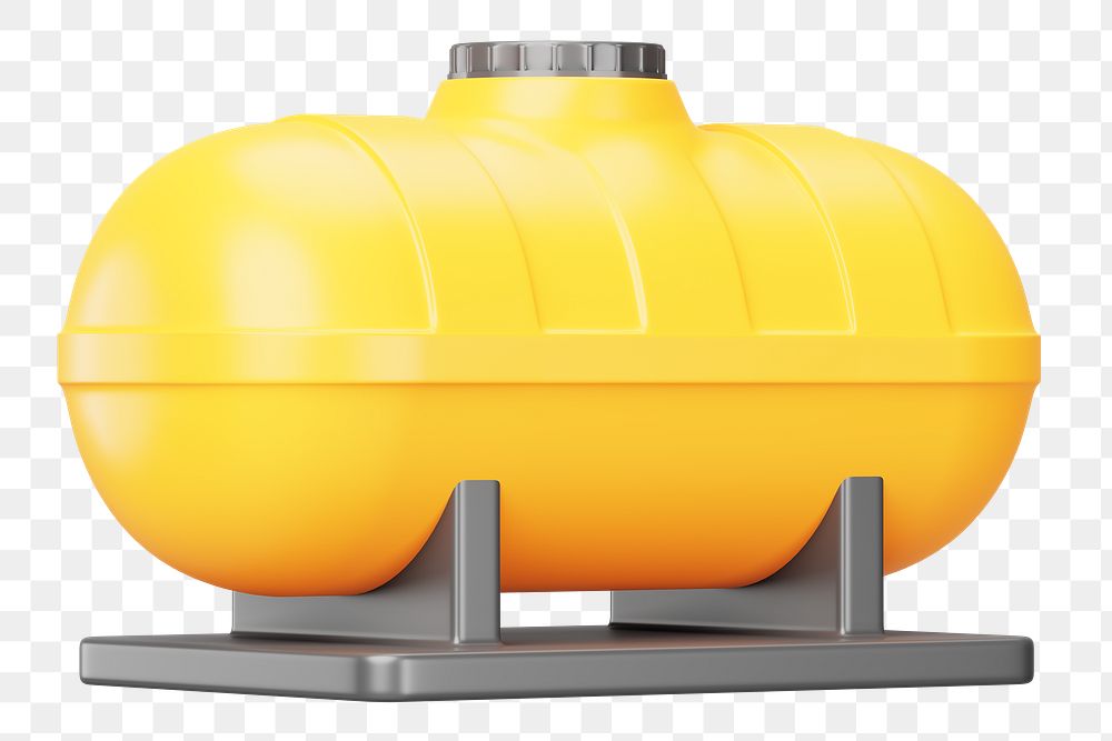 PNG 3D yellow water tank, element illustration, transparent background