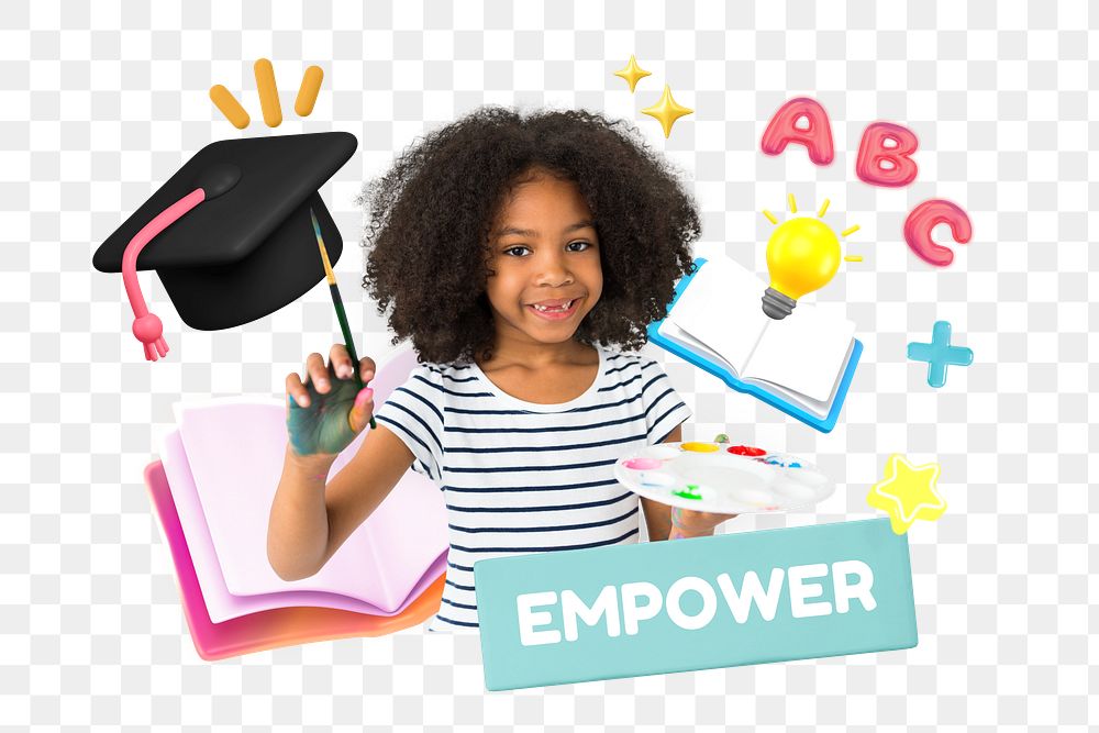 Empower, education png word element, 3d remix, transparent background