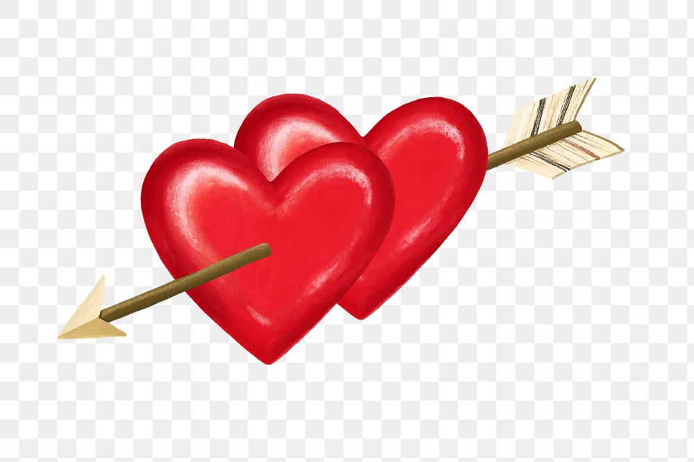Arrow through heart png sticker, Valentine's Day remix, transparent background