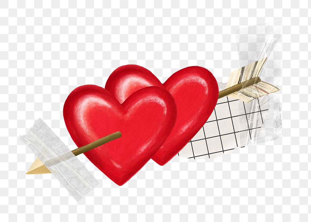 Arrow through heart png sticker, Valentine's Day remix, transparent background