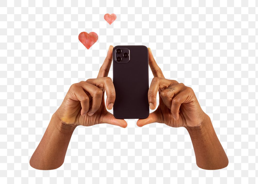 PNG hands holding smartphone, collage element, transparent background