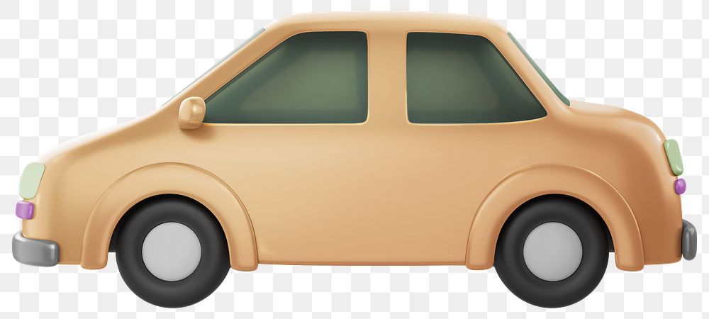 Brown car png, 3D vehicle illustration, transparent background