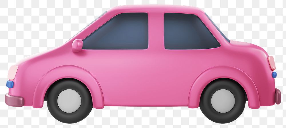 Pink car png, 3D vehicle illustration, transparent background