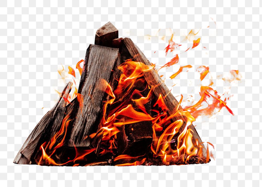 Png bonfire, isolated object, transparent background