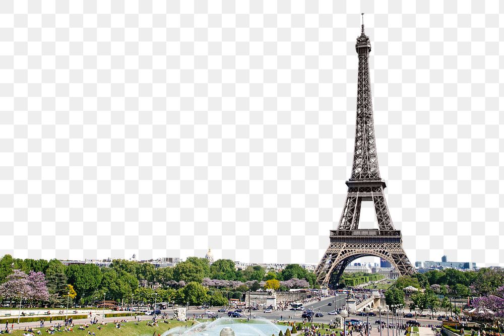 PNG Eiffel Tower travel, Paris France  border, transparent background