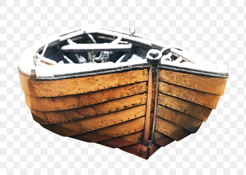 Png brown wooden boat, isolated object, transparent background