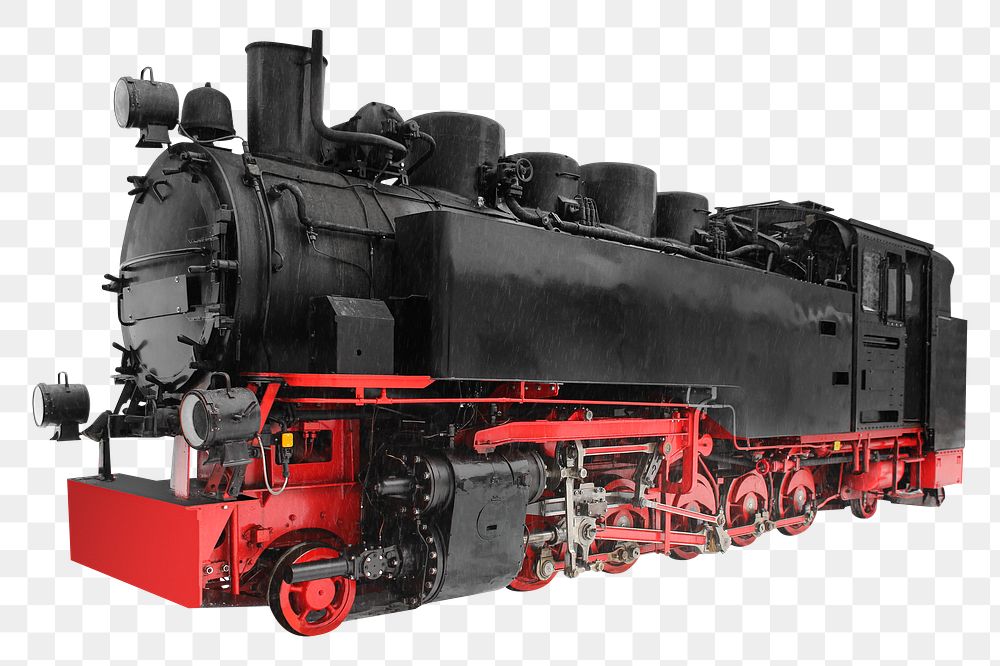 Black train png collage element, transparent background