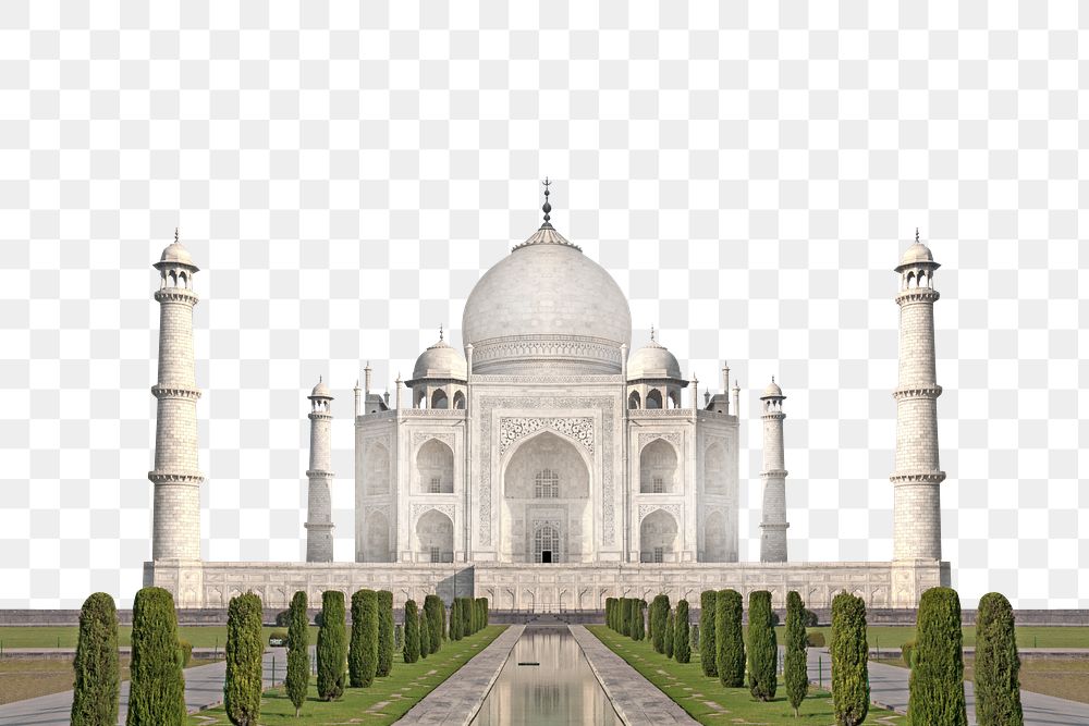 PNG Taj Mahal, India travel border, transparent background