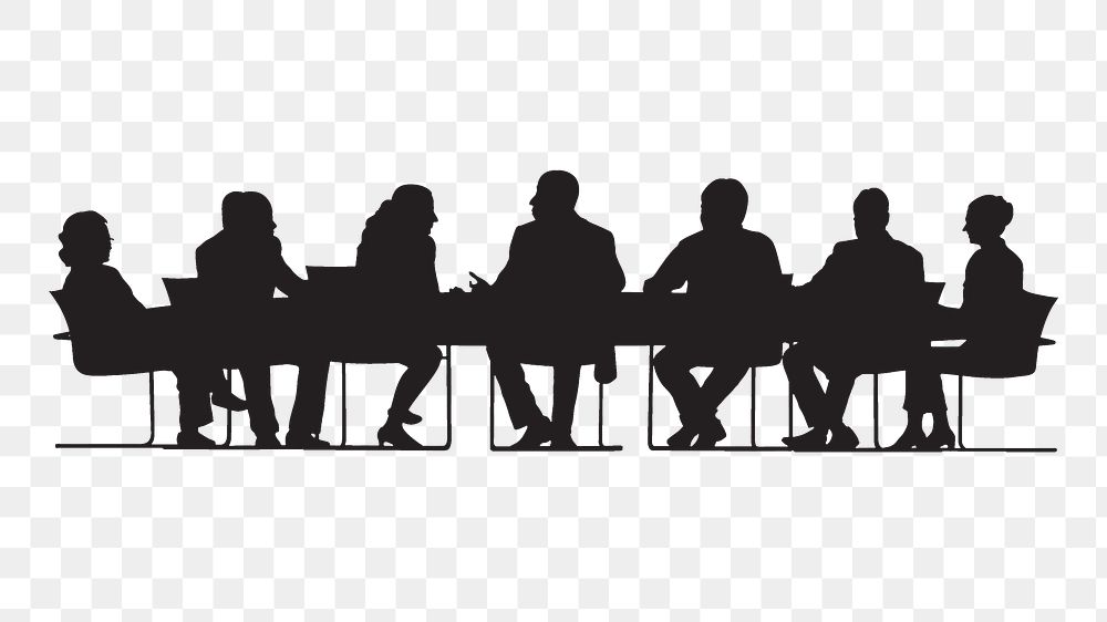 Board meeting silhouette png, transparent background