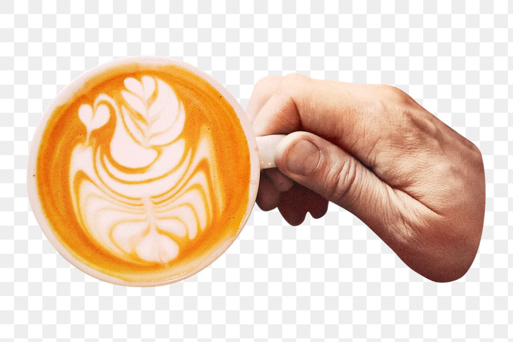 Latte art png, coffee image on transparent background