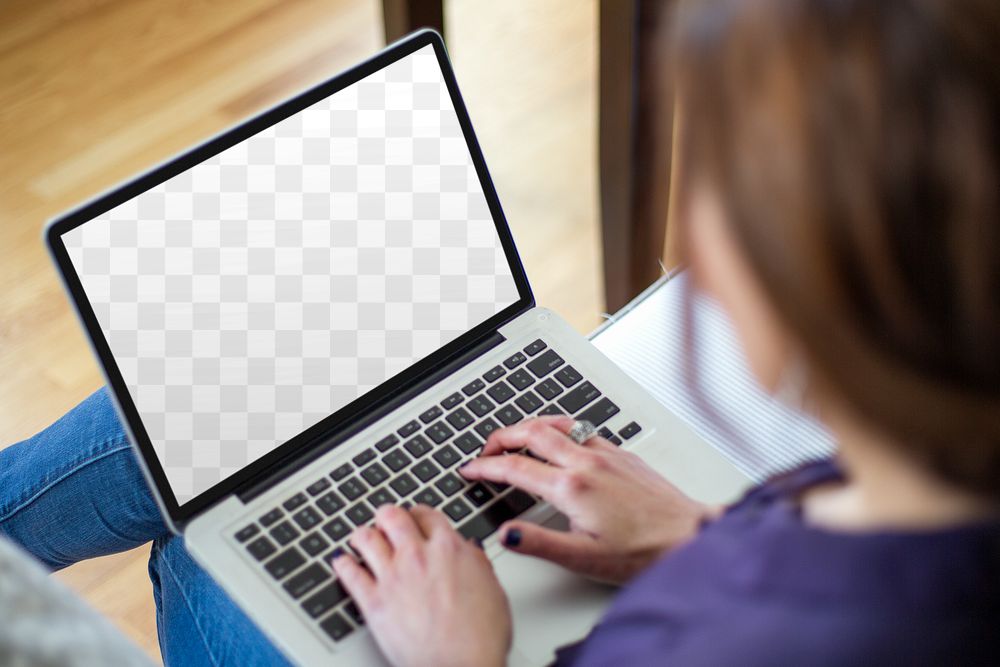 Laptop screen png transparent mockup