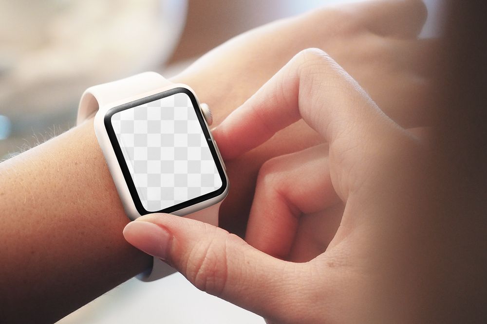 Smartwatch screen png mockup, transparent design