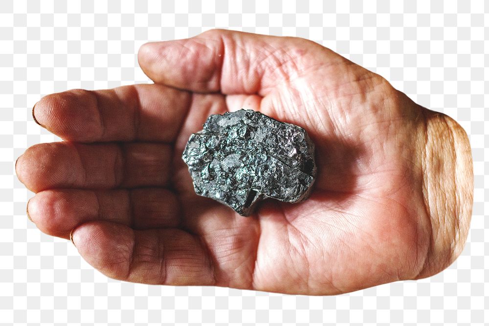 Hand showing meteor stone png, transparent background