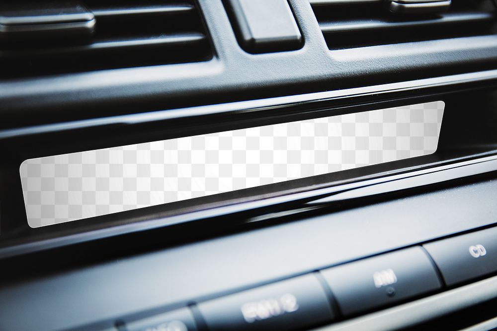 PNG car radio stereo screen mockup, transparent design