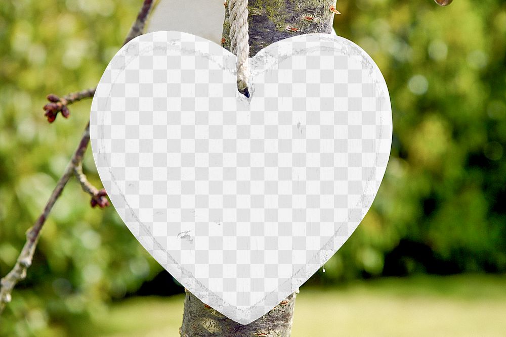 Wooden heart sign png mockup, transparent design