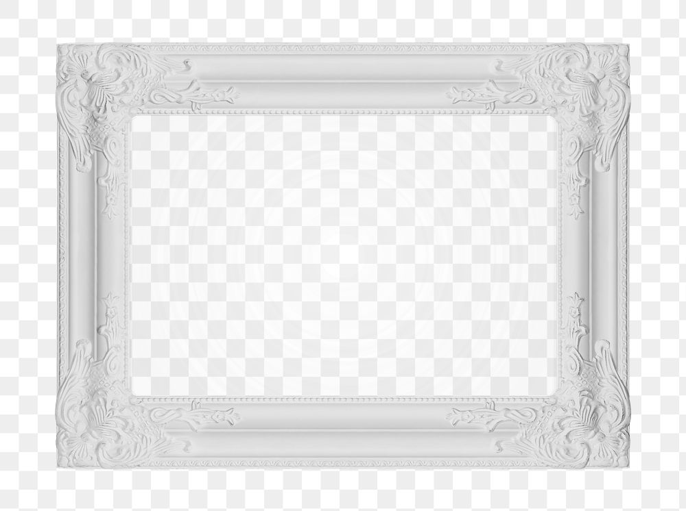 PNG white picture frame mockup, transparent design
