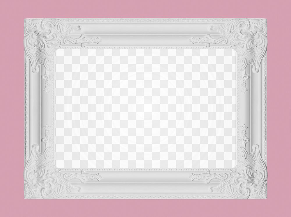 PNG white picture frame mockup, transparent design