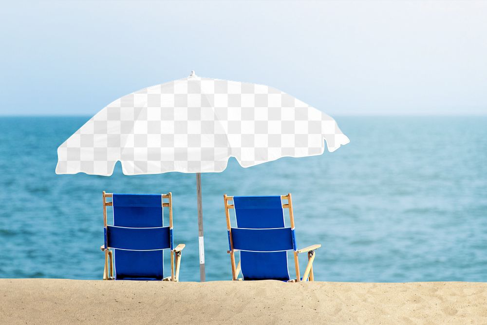Beach umbrella png mockup, transparent design