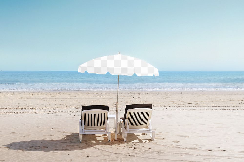 Beach umbrella png mockup, transparent design