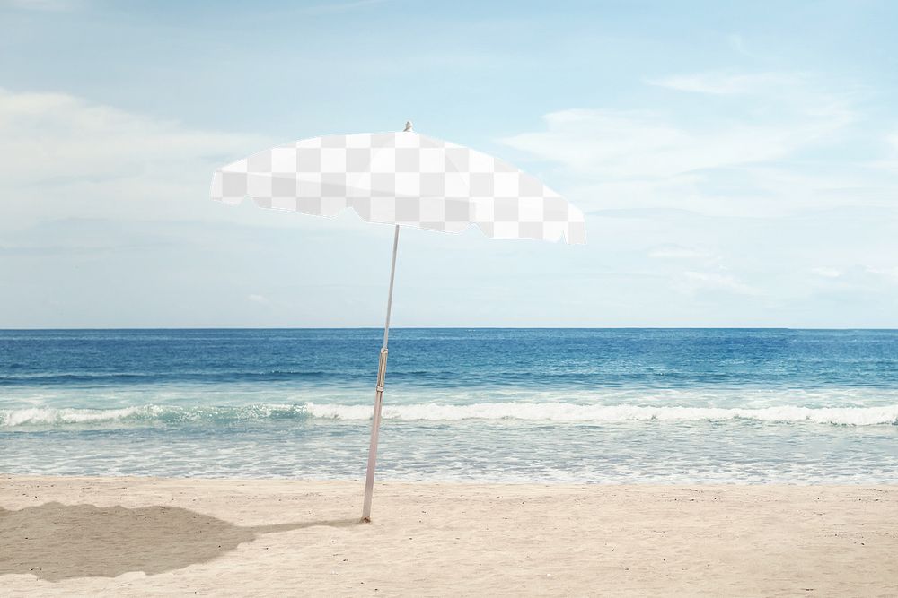 PNG beach umbrella mockup, transparent design 