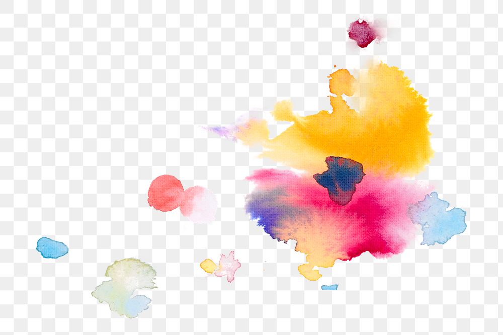Png colorful watercolor paint on transparent background