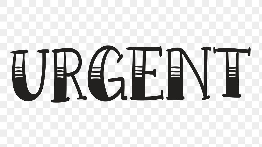 PNG urgent word, hand drawn typography transparent background