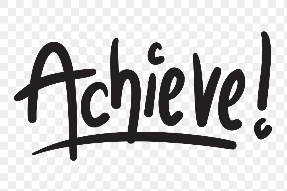 PNG achieve! word, cute handwriting, transparent background