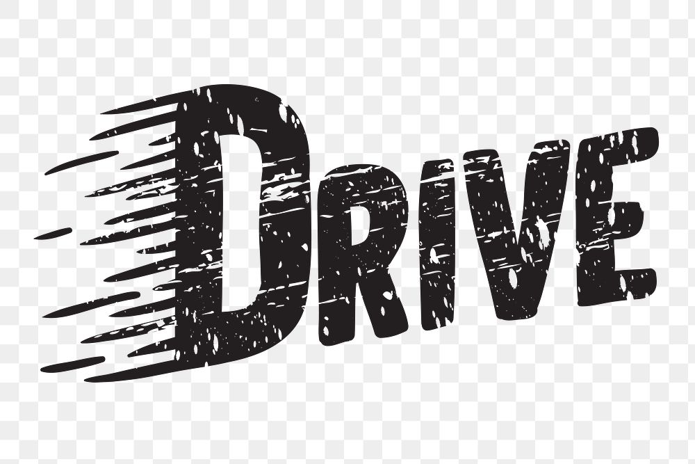 PNG drive word, black typography transparent background