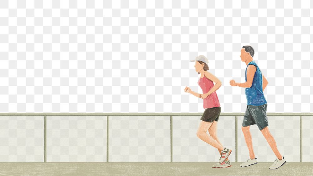 Png people jogging illustration, transparent background