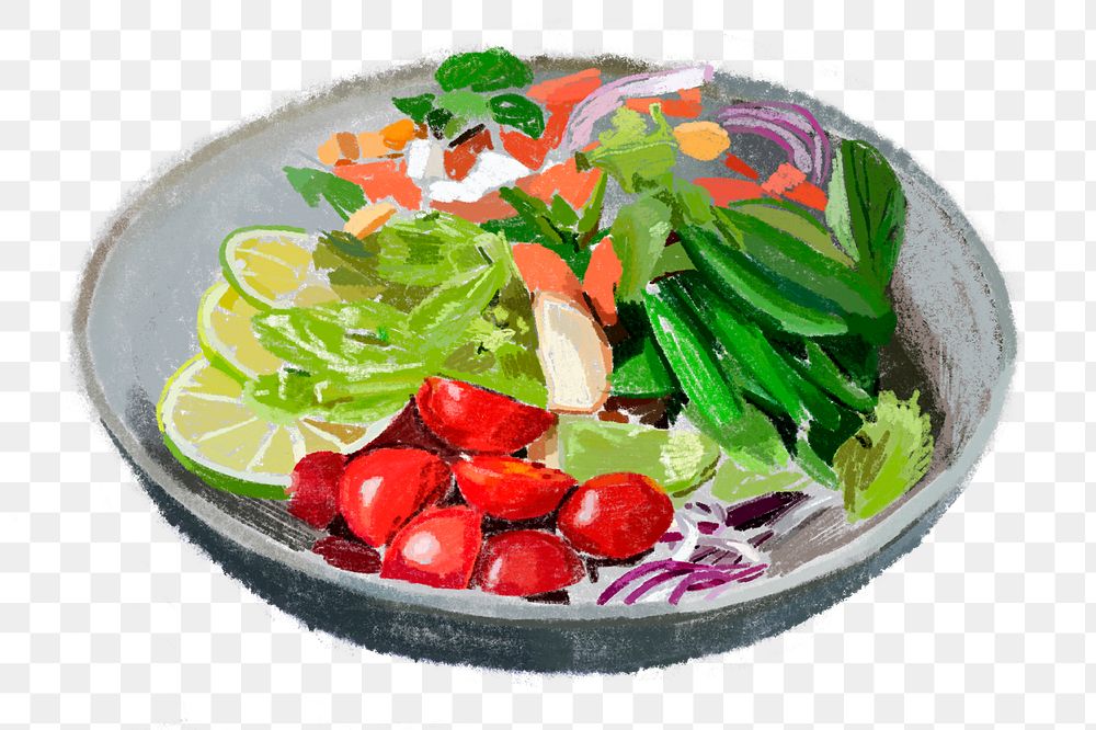 Png healthy salad, food illustration transparent background