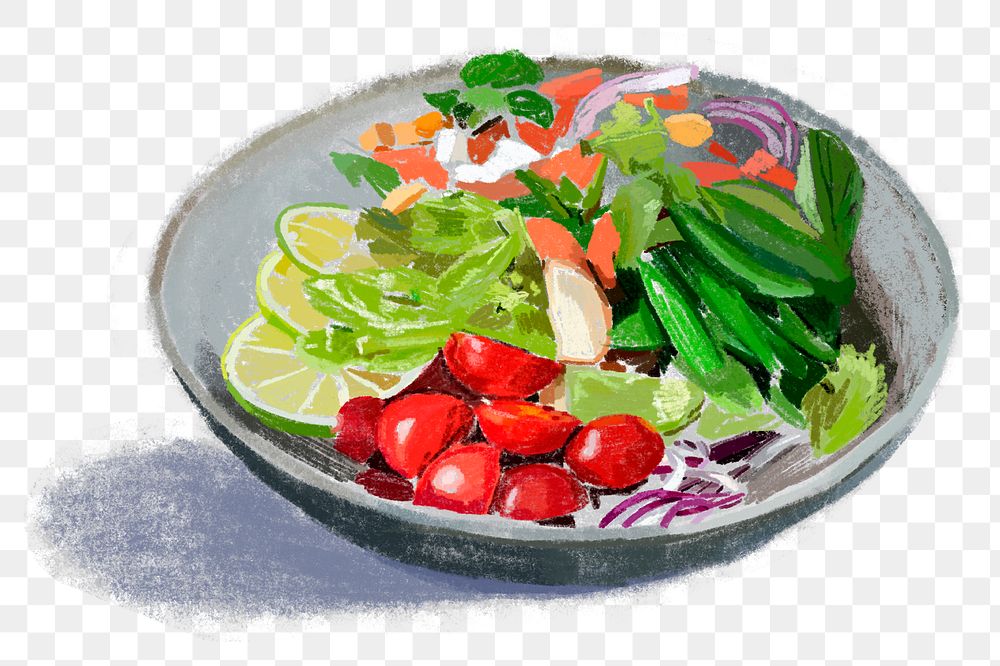 Png healthy salad, vegetable illustration, transparent background
