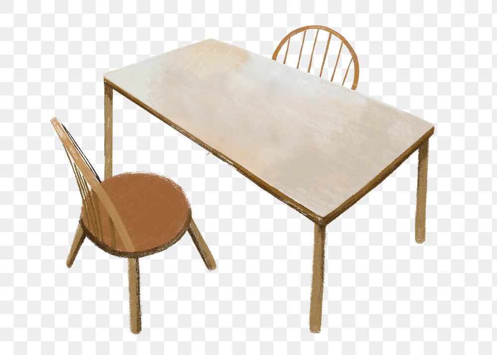 Png table and chairs illustration, transparent background