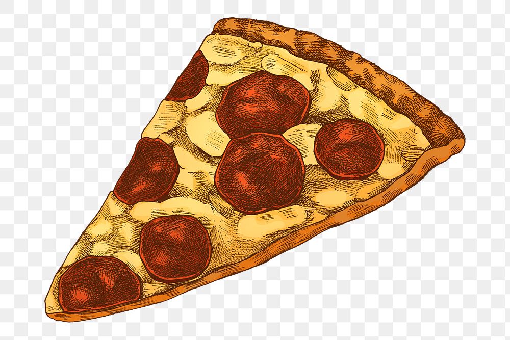 Png pizza illustration collage element, transparent background