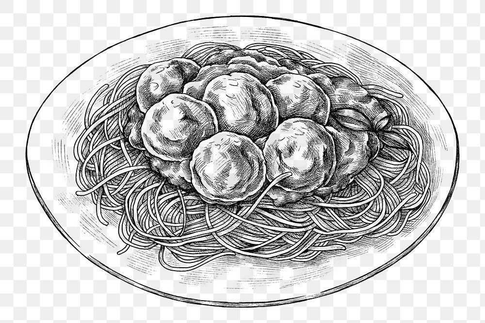 Png spaghetti black and white illustration, transparent background