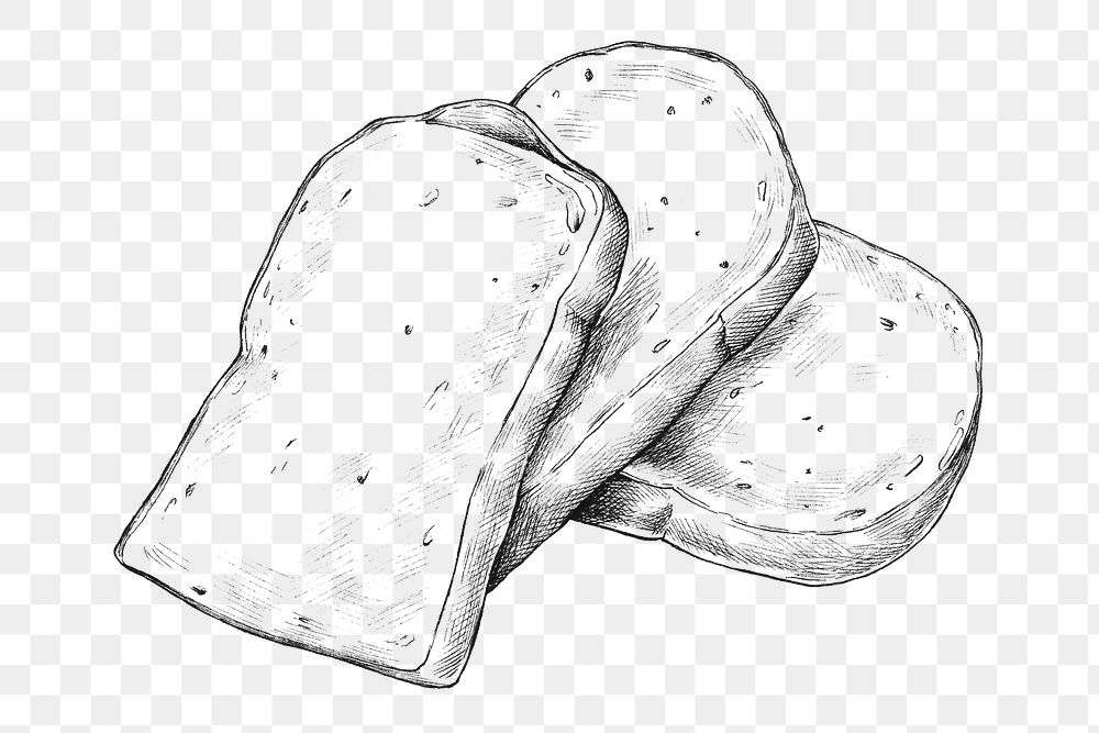 Png bread black and white illustration, transparent background