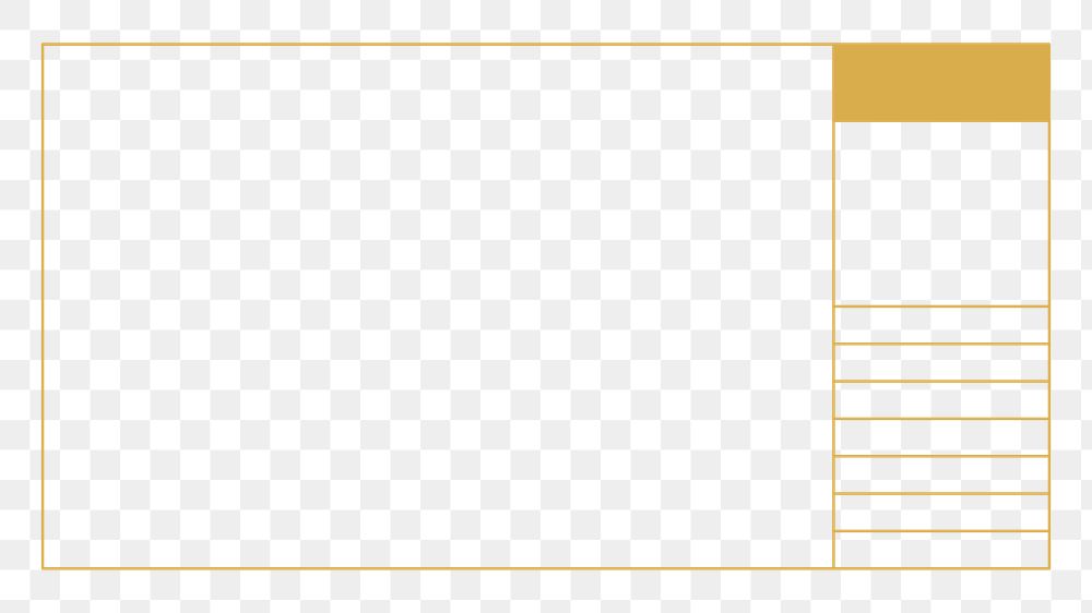 PNG Gold activity log table frame, minimal line art design, transparent background