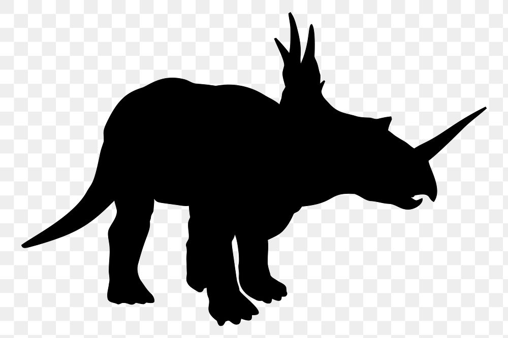 Triceratops dinosaur silhouette png clipart illustration, transparent background. Free public domain CC0 image.