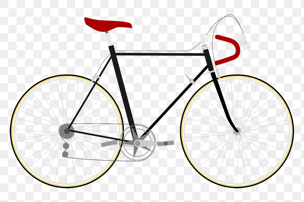Single speed bicycle png clipart illustration, transparent background. Free public domain CC0 image.