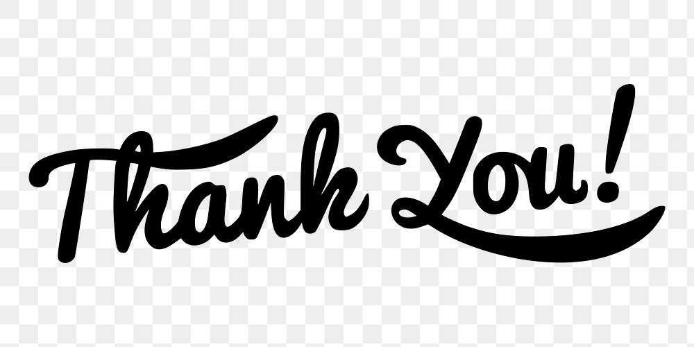 Thank you typography png clipart, transparent background. Free public domain CC0 image.
