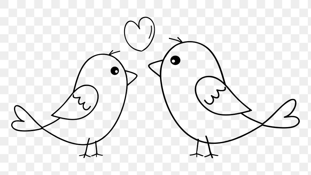 PNG Love birds illustration, transparent background