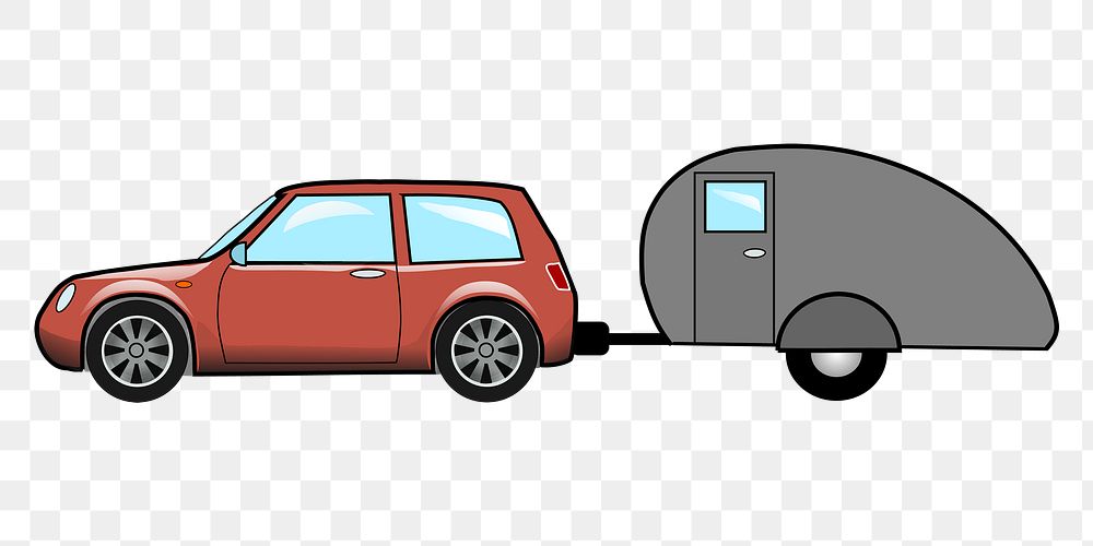 PNG Car and camper, design element, transparent background