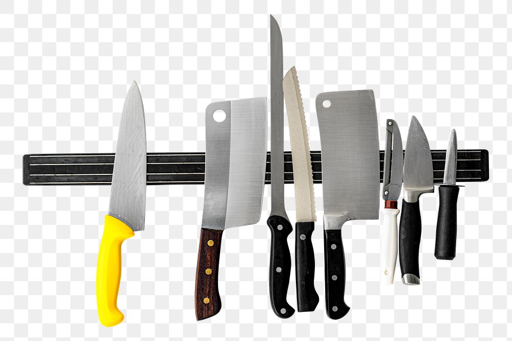 Kitchen knives png collage element, transparent background