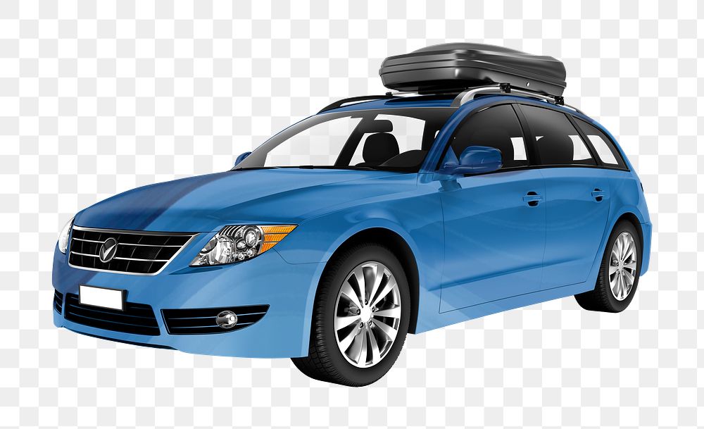 3D blue car png, vehicle illustration, transparent background