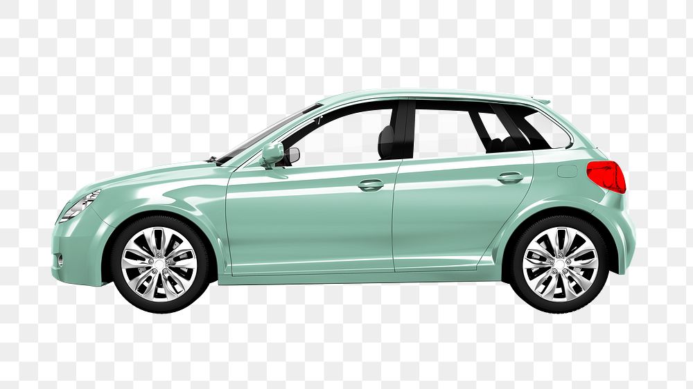 3D green car png, vehicle illustration, transparent background