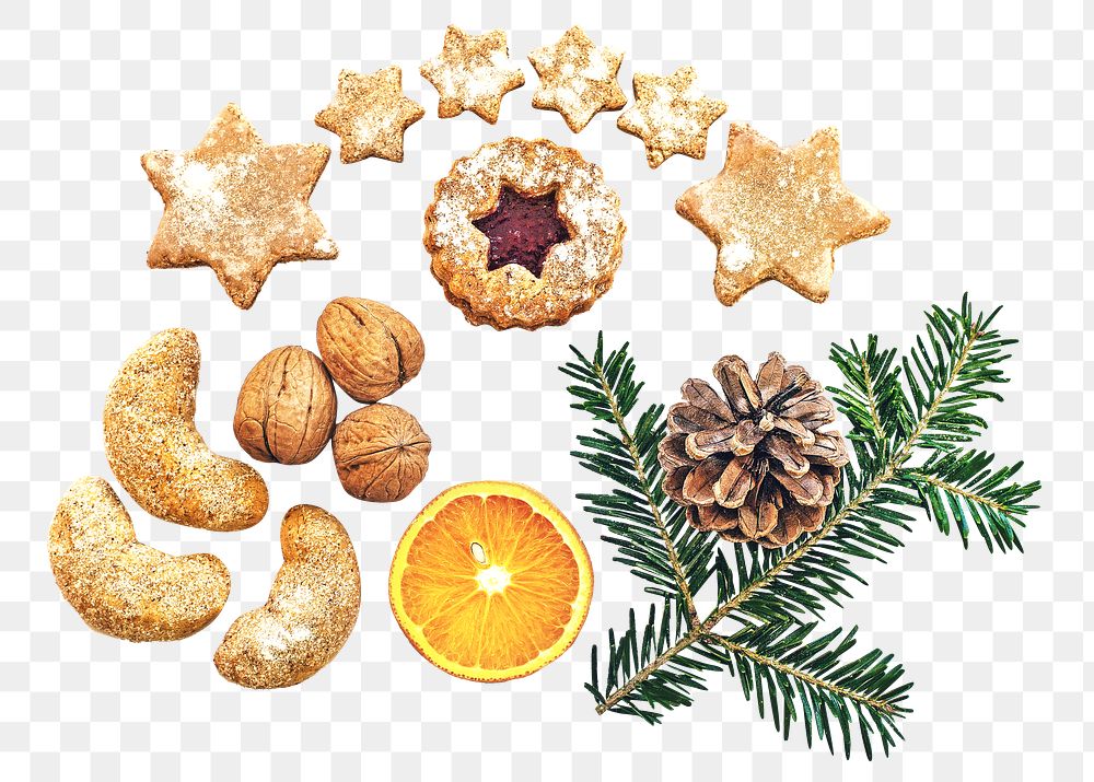 PNG Christmas cookies, collage element, transparent background