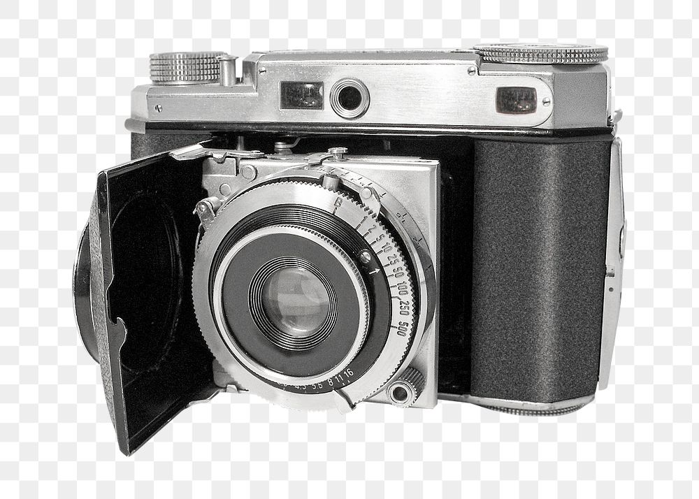 Vintage film camera png collage element, transparent background