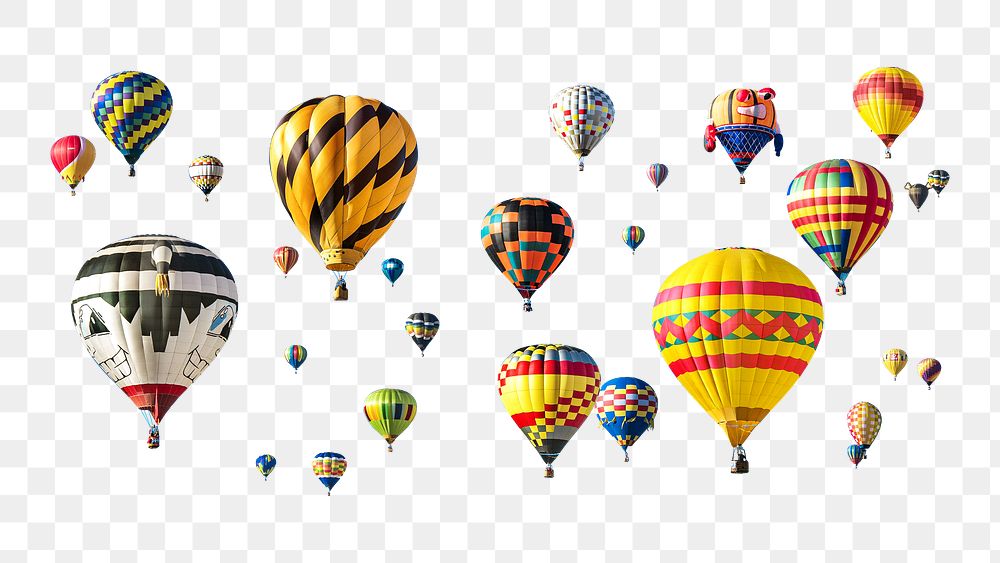 Hot air balloons png collage element, transparent background