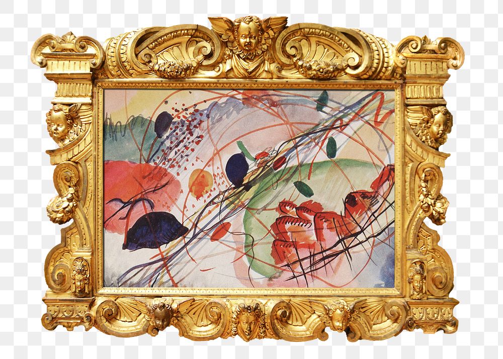 Png Framed abstract painting, gold luxury design on transparent background. Remixed by rawpixel.