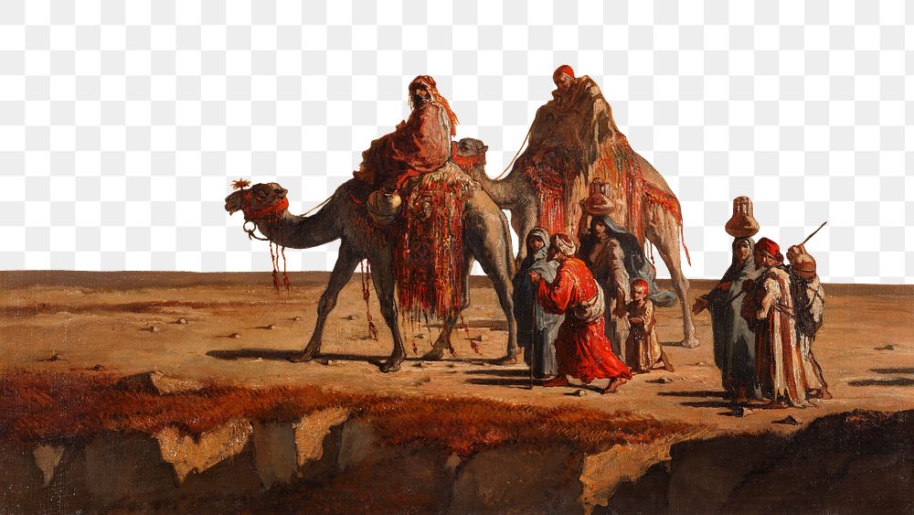 PNG camel train vintage illustration on transparent background. Remixed by rawpixel. 
