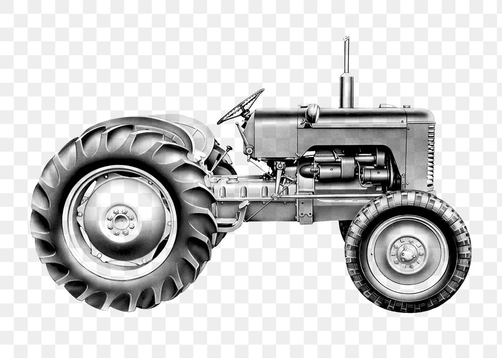 Tractor png vintage illustration, transparent background. Remixed by rawpixel. 